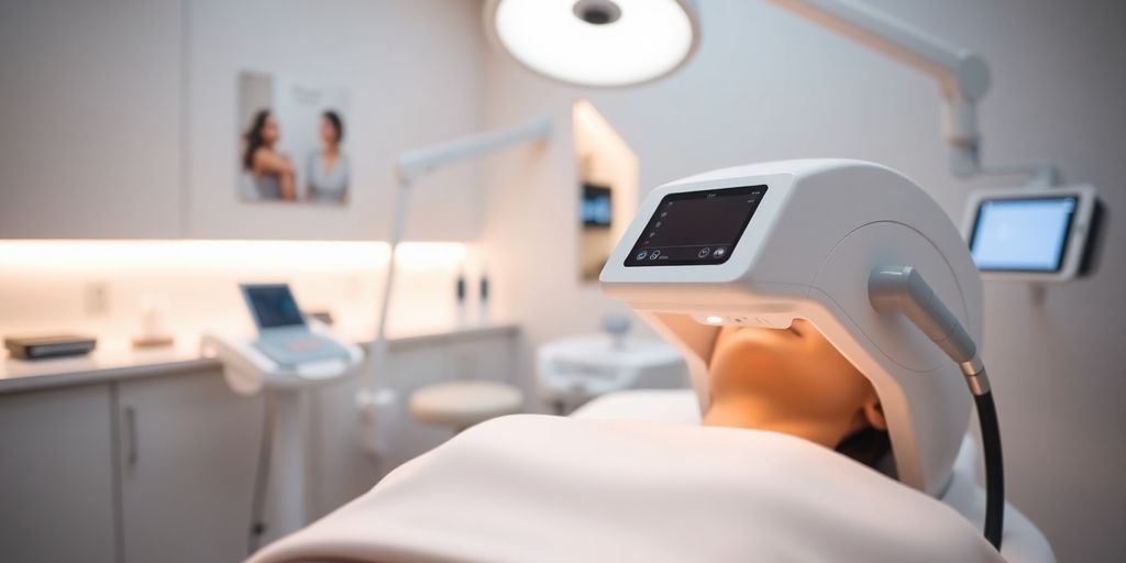 Sala de tratamento com aparelho Ultraformer em clínica de beleza.