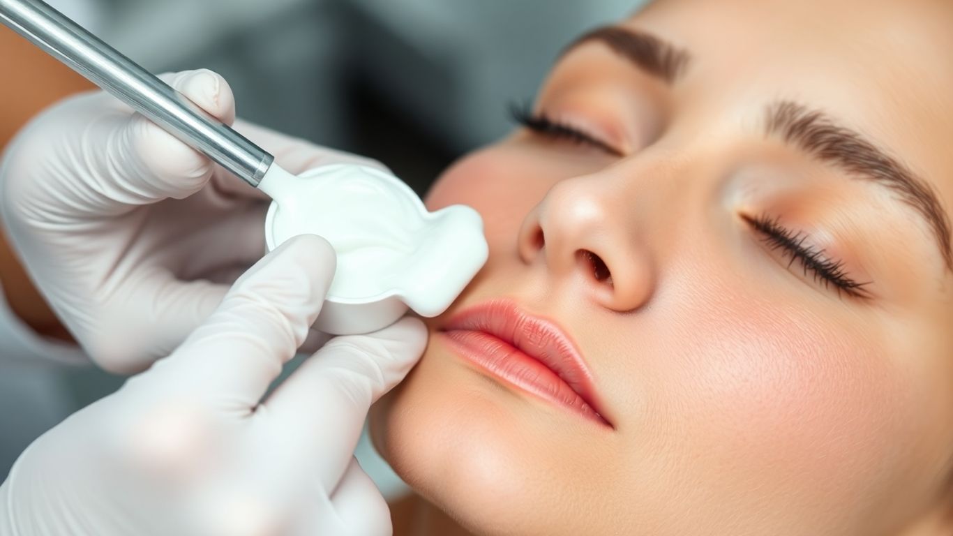 Dermatologista cuidando da pele com creme.