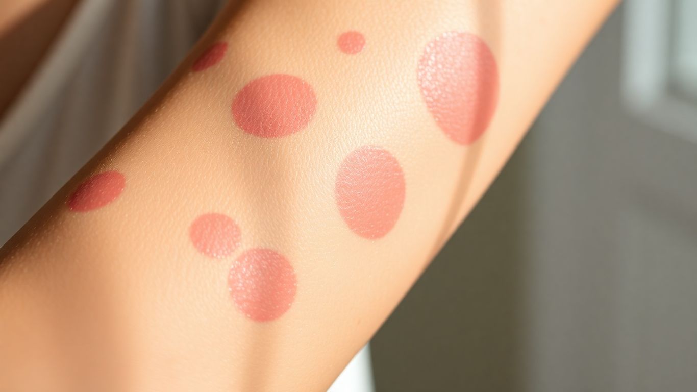 Pele seca e irritada com manchas vermelhas.